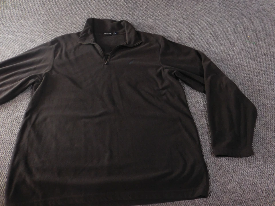 Nautica Hombre Sudadera Extra Grande Negro Pullover 1/4 Cremallera Elástico Polar Foto 2 de 4