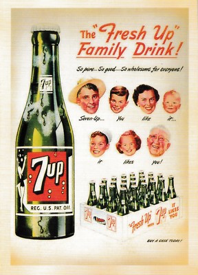 post card Seven 7 Up Vintage style advertising #31 fresh up family drink
