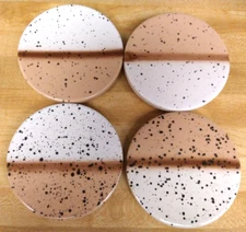 Bath Body Works 3 Wick Candle Lid Cover Ceramic Speckled Coaster set of 4 New