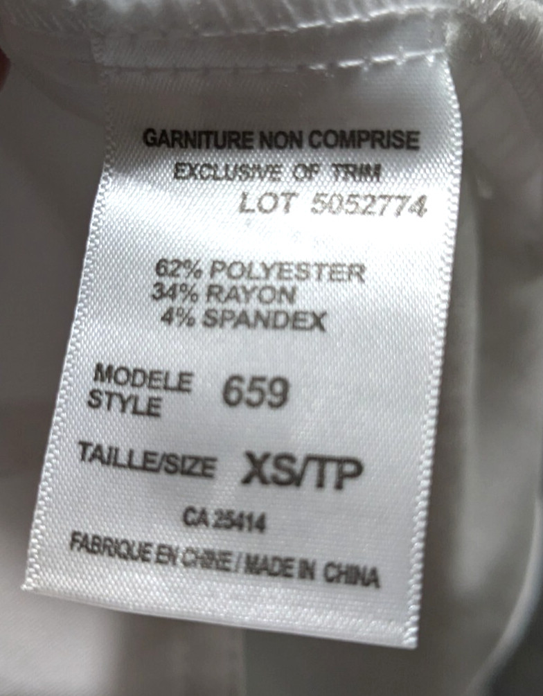 White Cross Marvella Scrub Top, Sz. XS, Color ~ White "Lovely" Nice Stretch~ NWT