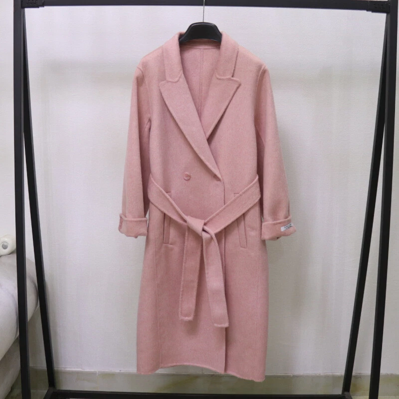 OFF WHITE Cappotto donna doppiopetto lana risvolto colletto medio lungo soprabito stile Occidente