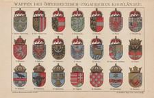 WAPPEN &Ouml;sterreich Ungarn B&ouml;hmen Schlesien LITHOGRAPHIE von 1894 Krain Dalmatien