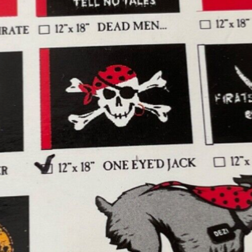 One Eyed Jack 12” x 18” Piratenflagge. - Bild 1 von 2