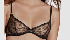  136 Agent Provocateur Women's Black Malorey Lace Underwire Demi Bra Size 32D