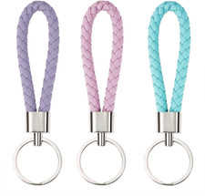 Braided Leather Key Fob Car Keychain Ring Woven Strap Keychain Accessories for M