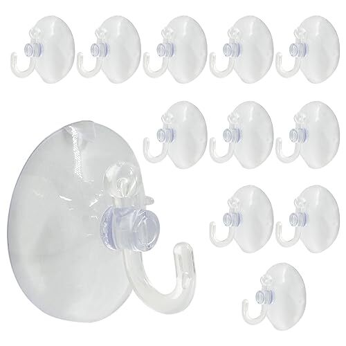 12 Pcs Suction Cups with Hooks, 40 mm Clear Plastic Sucker Hooks 1.6"+Hooks - Picture 1 of 5