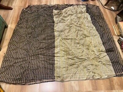LOT PURE SILK Antique Vintage Sari REMNANT Fabrics 100 GRAMS Brown Quilt #ABIDU