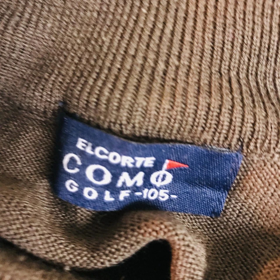 El Carte Como Golf Pull Homme M/L Marron Rayé Col Montant Mans jumper sweater - Photo 2/4