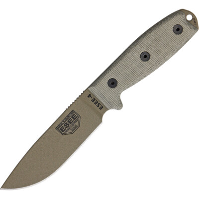 ESEE Model 4, Messer mit 1095HC Klinge, Micarta-Griff, Scheide, Clip + MOLLE