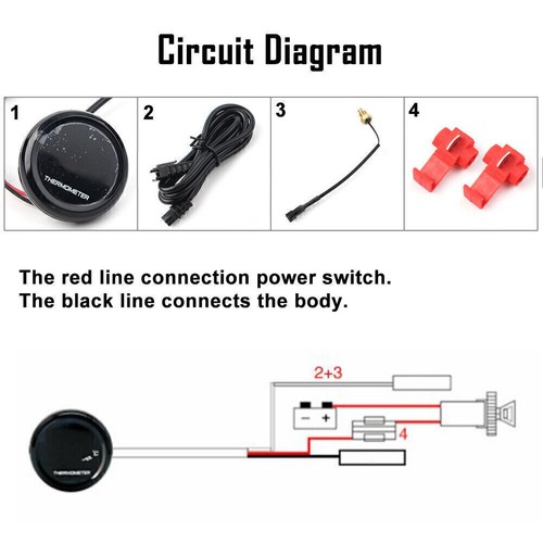 Motorcycle LCD Digital Thermometer Water Temperature Sensor Gauge Display Red - Imagen 9 de 9