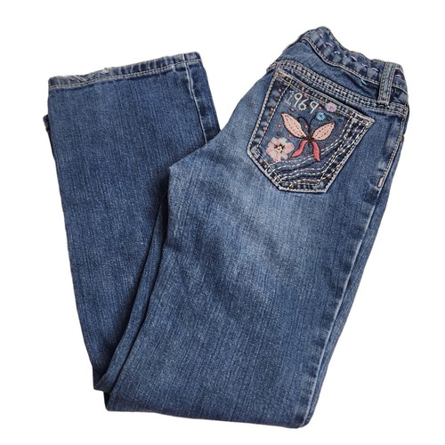 Gap Vintage Embroidered Butterfly Pockets Jeans Blue 100% Cotton Y2K Size 8 - Picture 4 of 9