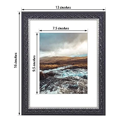 Marco de fotos clásico 11x14 con tapete blanco para foto de 8x10 y vidrio real para pared Foto 4 de 4