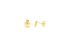 14K YELLOW GOLD CROWN STUD EARRINGS