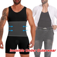 Men's Shapewear Compression Bodysuit Full Body Shaper Slimming Suit Breathable
