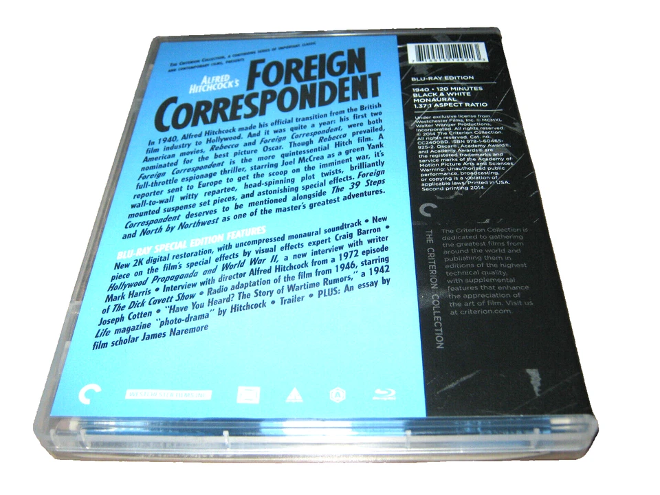 Foreign Correspondent - Alfred Hitchcock - Blu-Ray - Near Mint - Region A - Image 2 of 2
