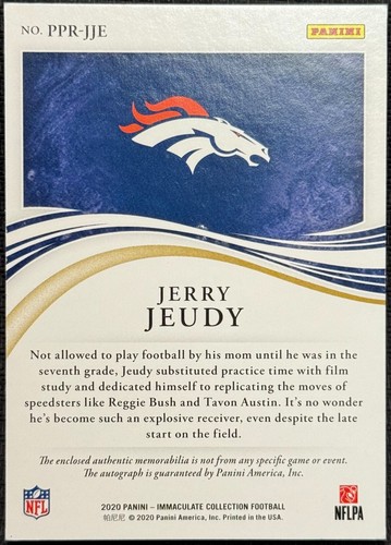 2020 Immaculate Collection Jerry Jeudy Rookie Patch Autograph /75 - Picture 2 of 2