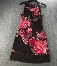 Ann Taylor Dress Womens Size 0 Brown Red Floral Sleeveless Sheath Lined Stretch