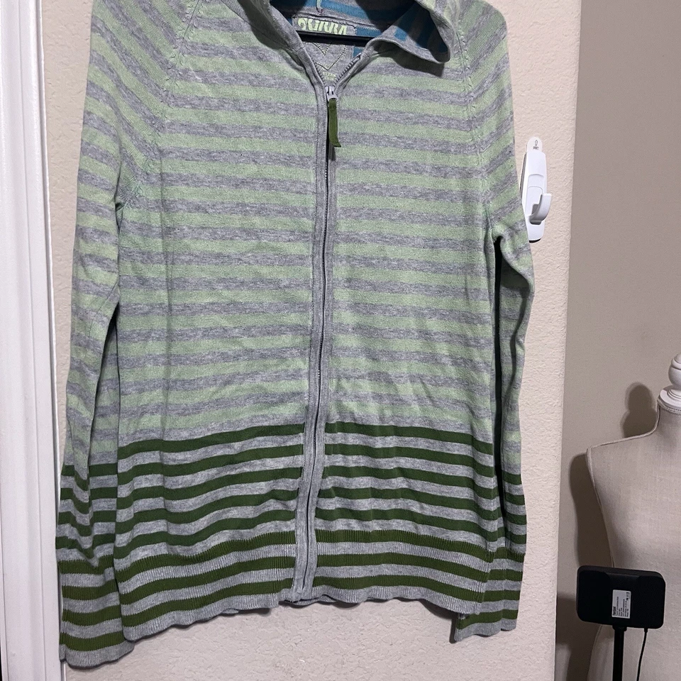 Kirra Mujer Sudadera con Capucha Chaqueta Verde Rayas XL Patinador y2K Foto 2 de 4