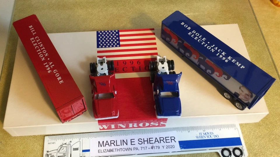 JUEGO DE ELECCIONES 1996 BOB DOLE & JACK KEMP BILL CLINTON & AL GORE WINROSS CAMIÓN Foto 4 de 4