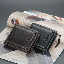 Man's Leather Small Wallet Foldable Clutch Bag Multi-card Wallet Pocket Purse US