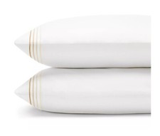 Frette Cruise King Pillow Case- White/Slate Grey