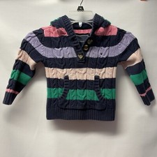 Tommy Hilfiger 1/4 Button Pullover Hoodie Sweater Long Sleeve Striped 3T