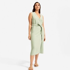 NEW Everlane Sz 4 The Japanese Goweave Sleeveless Wrap Midi Dress Green
