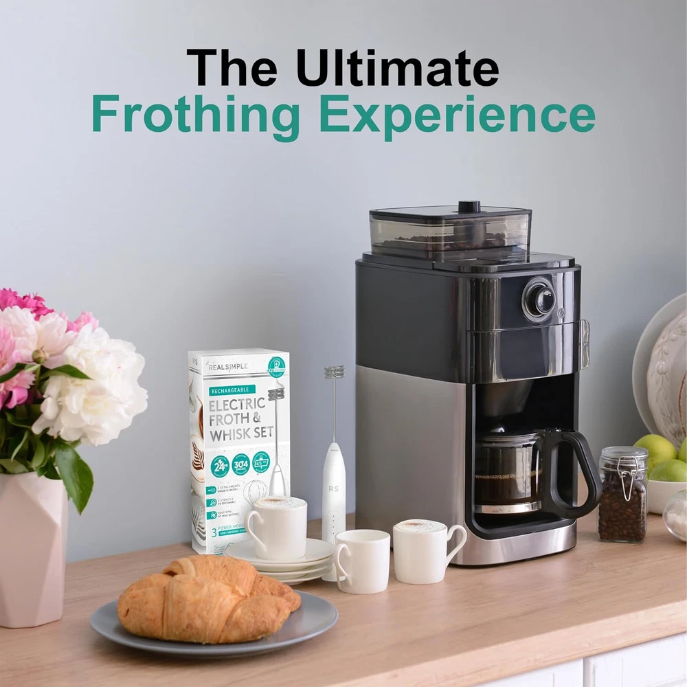 Milk Frother and Whisk Set | USB Rechargeable Milk Frother with Stainless Steel