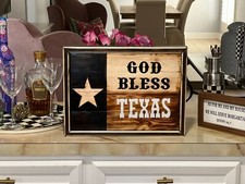 Rustic Handmade Wooden Texas Flag 12"x16" Subdued Black and White Art Piece.