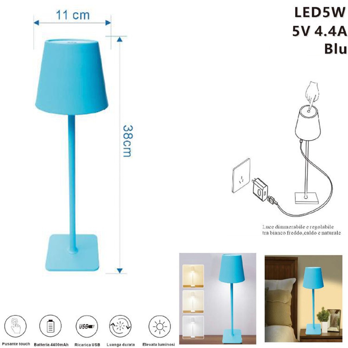 Lampada da Tavolo Led Ricaricabile, Portatile Lampada da Tavolo Touch Dimmerabile RGB Lampada da Comodino, Luce da Tavolo Senza Fili, Lampada a Batteria per Campeggio, Bar Ristoranti e Locali (Caffè