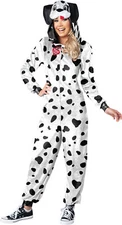 Party Animal Dalmatian Dog Adult Womens Hooded Jumpsuit Costume NEW