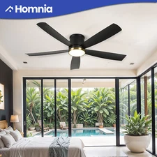 52" Flush Mount Ceiling Fan w/ Light Remote Control Reversible Memory Function