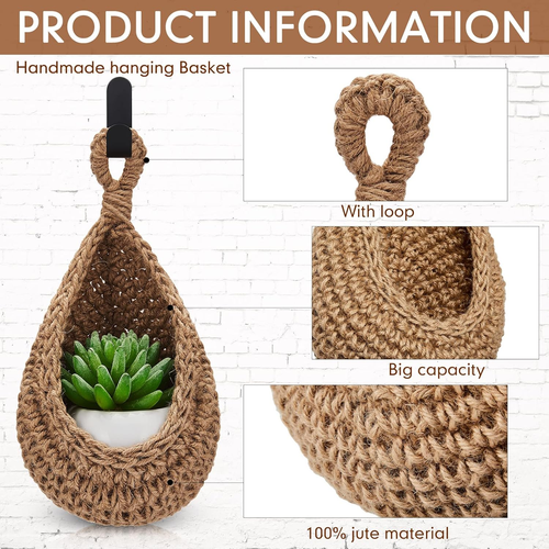 Hanging Wall Basket Teardrop Hanging Baskets Onion Basket Coat Bohemian Storage - Picture 2 of 12