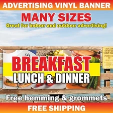 BREAKFAST Lunch Dinner Advertising Banner Vinyl Mesh Sign Bar Restaurant Buffet
