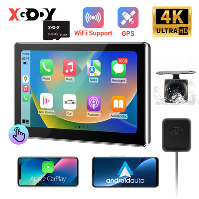 XGODY Touch Dash Cam 7'' 4K HD Dual Lens Car DVR Recorder Front and Rear Camera