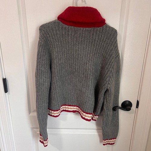 AEO American Eagle Outfitters Zip Up Cropped Letterman Cardigan Sweater Jacket M - Picture 5 of 7