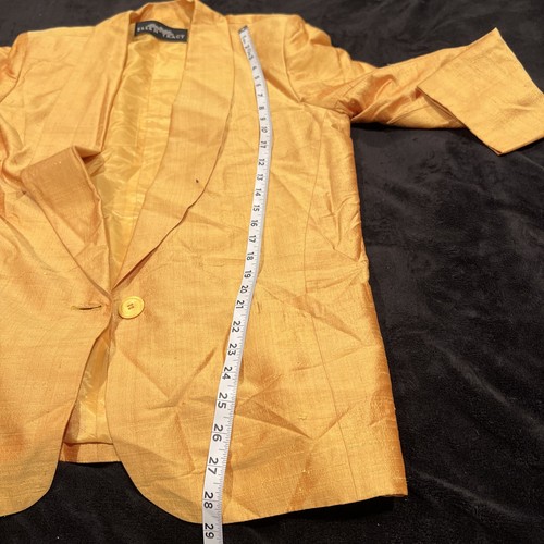 LINDA ALLARD ELLEN TRACY Golden Yellow 100% Silk BLAZER/JACKET Sz 6 - Picture 6 of 6