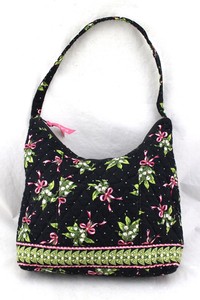 VERA-BRADLEY-New-Hope-Black-Floral-Pink-Bow-Ribbon-Quilted-Shoulder-Bag