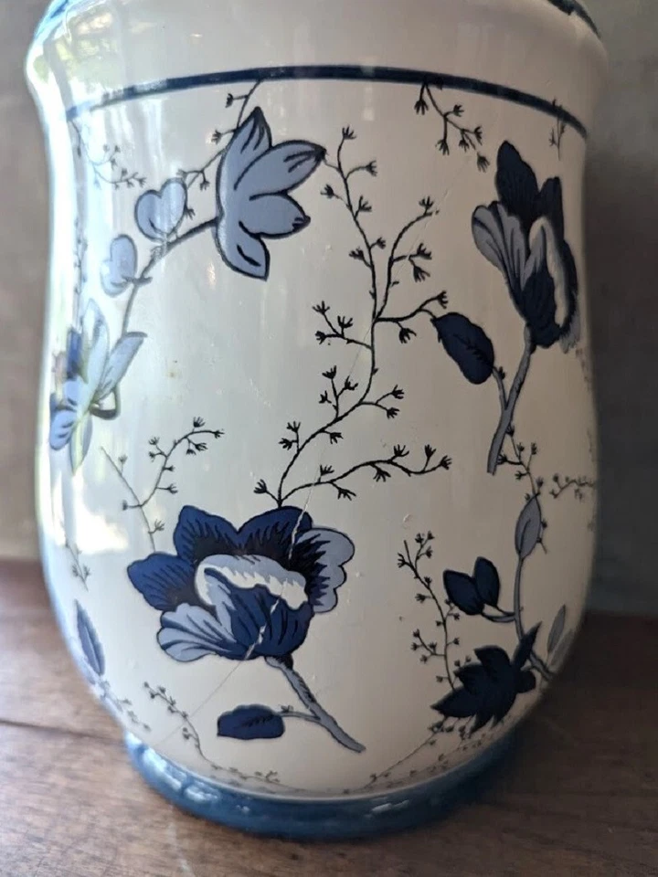 De colección Waverly Old Lyme Cesta de Residuos de Baño Azul y Blanco Floral DEFECTOS LEER Foto 3 de 4