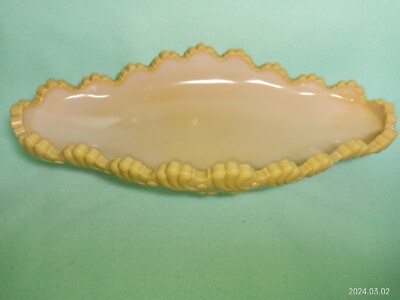 Carmel Slag Glass Condiment Celery Asparagus Leaf Pattern Dish Bowl Estate