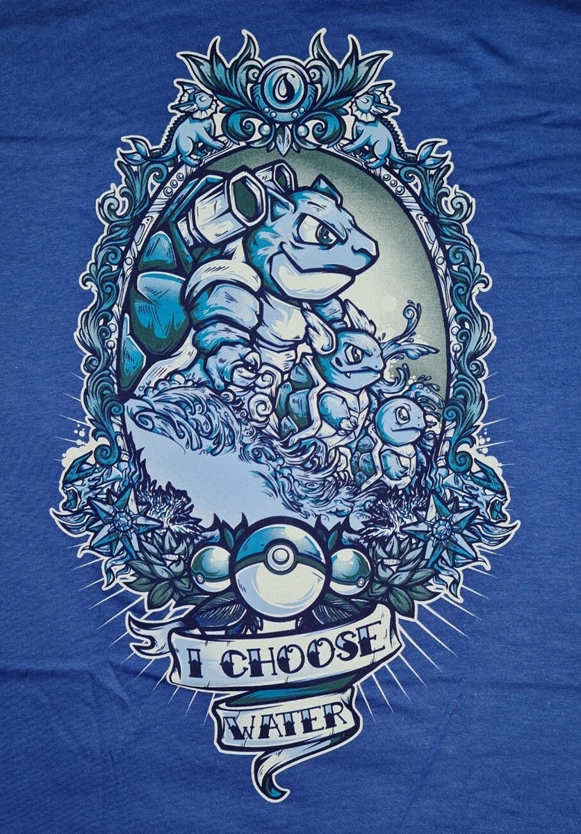 BRAND NEW QWERTEE I CHOOSE WATER BLUE T SHIRT sz L POKEMON SQUIRTLE