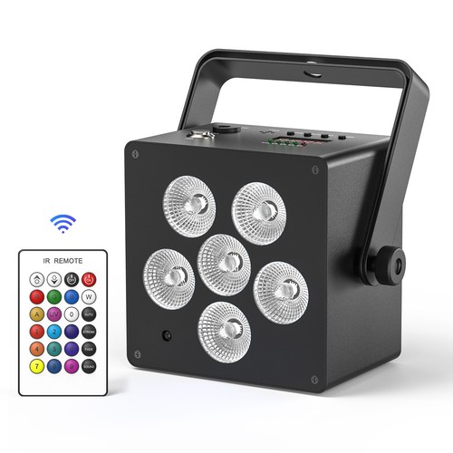 Luz PAR recargable 50W 6 LED 6 en 1 RGBW luz de escenario DMX512 fiesta club espectáculo - Imagen 7 de 11