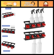2 Pcs Wall Mount Spray Bottle Holder - Detailing Organizer Rack with Hooks