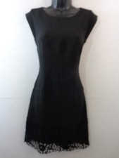 Ann Taylor Dress Women's 4 Black Sleeveless Shift Lace Hem