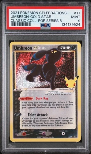 2021 POKEMON CELEBRATIONS CLASSIC COLL #17 UMBREON-GOLD STAR PSA 9