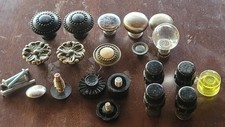 Mixed Antique Cabinet Knobs Pulls Lot Brass Glass Vintage Drawer Hardware Mix