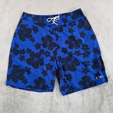 Vintage Ocean Pacific OP Swim Trunks Board Shorts in Blue Black Floral 34 Tag 36