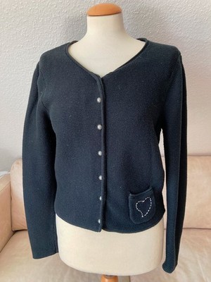 Original Stockerpoint Ladies Fein-Strickjacke Size 42 Black Great Button Costume