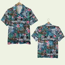 Military Aircraft And Floral Pattern Hawaiian Shirt