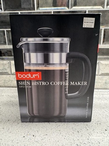 Bodum Shin Bistro Cafetière 34oz French Press Coffee Maker - Stainless